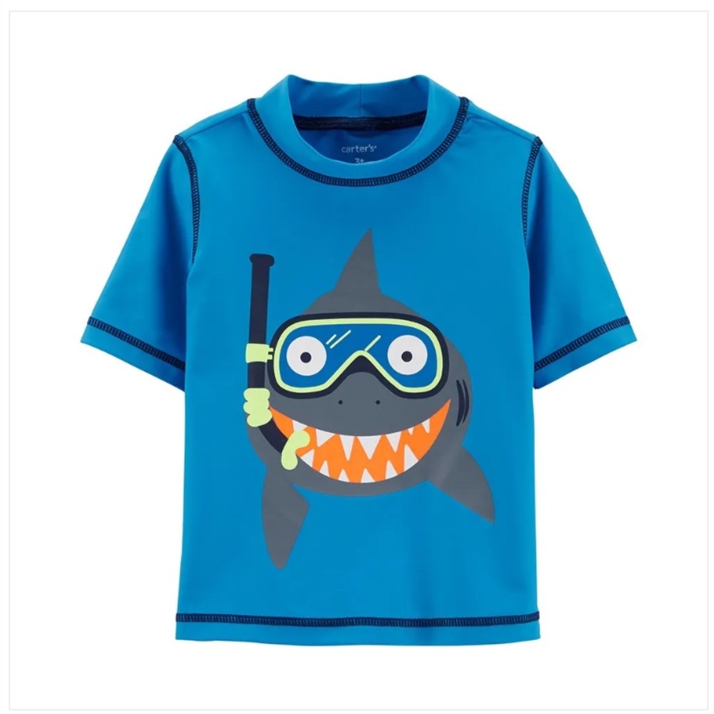 Carter’s Shark Rashguard - Little Boys Swim Top, size 7